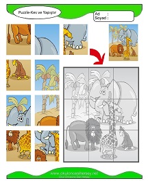 Puzzle Kes Yapıştır Çalışma Sayfaları